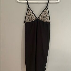 Black and White Lace Trim Mini dress